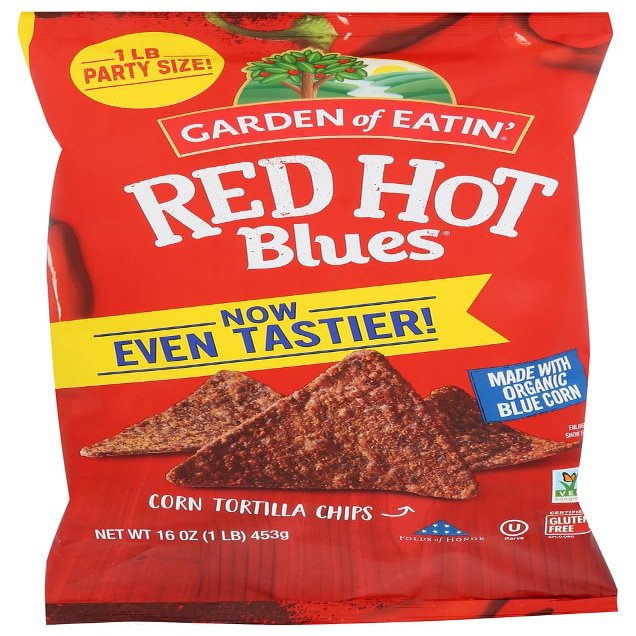 Garden of Eatin' Tortilla Chips, Red Hot Blues, Spicy Chips, 16-Ounce Bags (Pack of 12) ( Value Bulk Multi-pack)