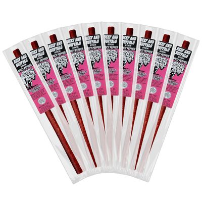 Buffalo Bob's Wild Game Meat Snack Stick - Buffalo Spicy Pepper Stick 10 Pack