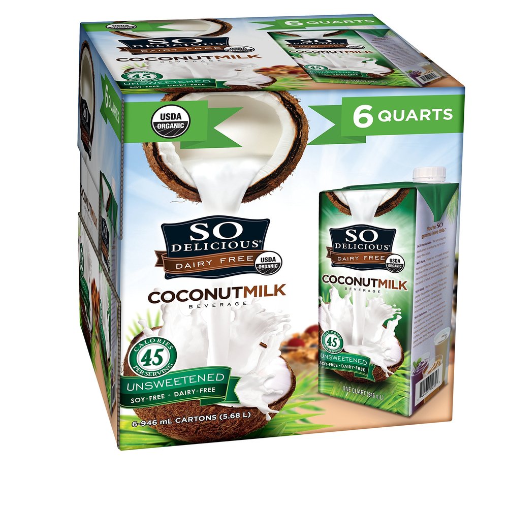 So Delicious Dairy Free - Organic Coconut Milk Beverage Organic Unsweetened, 1 Quart (Pack of 6)