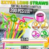 200 Pcs Extra Long Straws Disposable 17.1"19.5" with 0.32" Diameter  Flexible Plastic Super Long Straws, Stretchable & Bendable for Large Cups | Bright Colors for Cold Drinks, Tall Tumblers & Events view 2