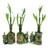 3 Sets of Lucky Bamboo Arrangements in 3 Different Shapes of Lucky Bamboo Vase with Elephant. view 1