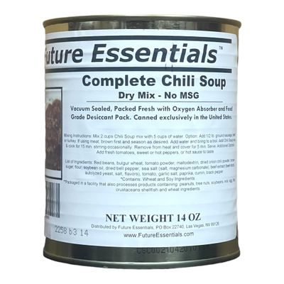 1 Can of Future Essentials Canned Dry Chili Soup Mix