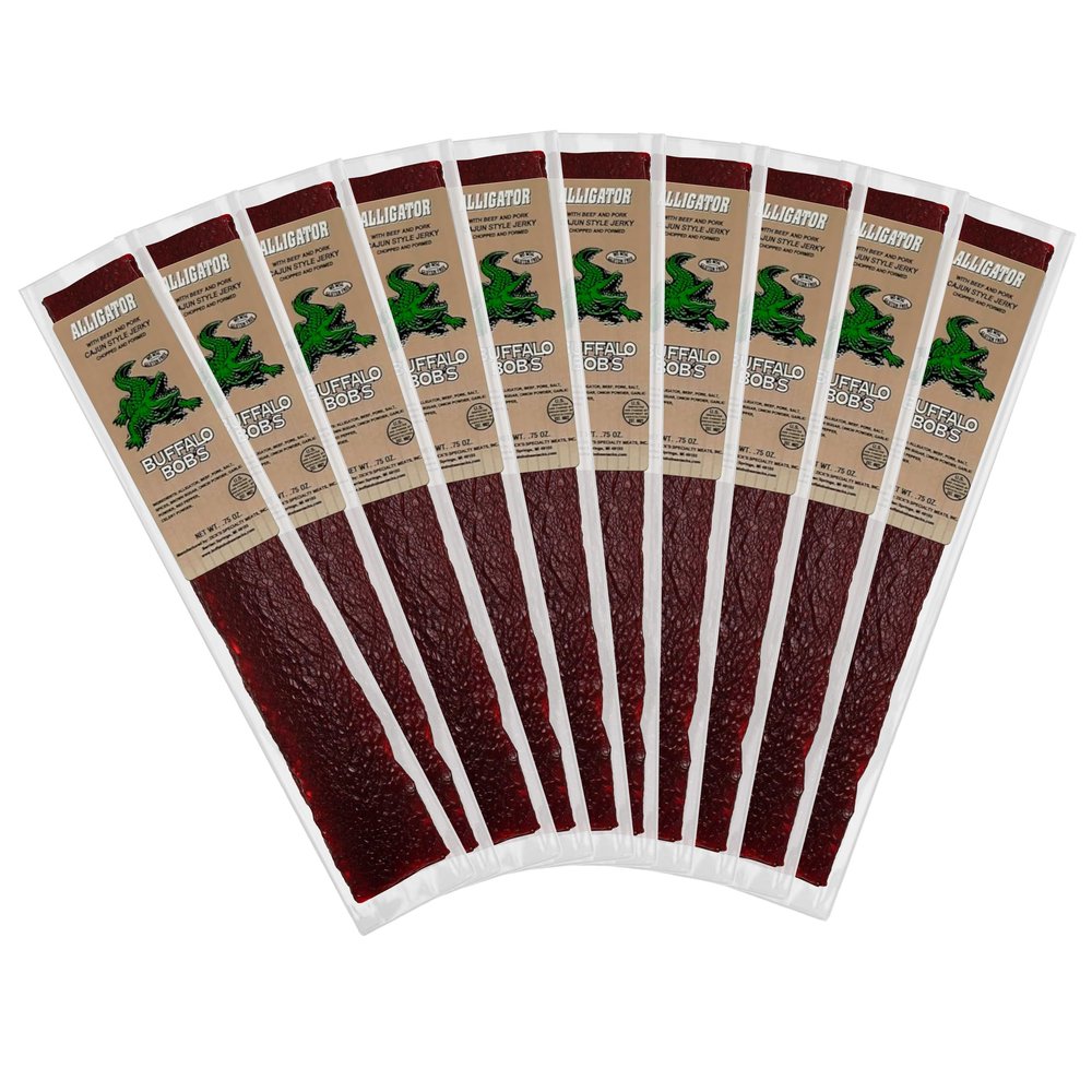 Buffalo Bob's Wild Game Meat Snack - Alligator Cajun Jerky 10 Pack