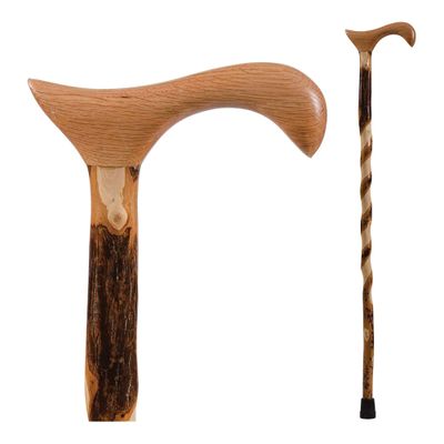 Brazos Rustic Wood Walking Cane, Twisted Hickory, Derby Style Handle, for Men & Women, Made in the USA, 34"