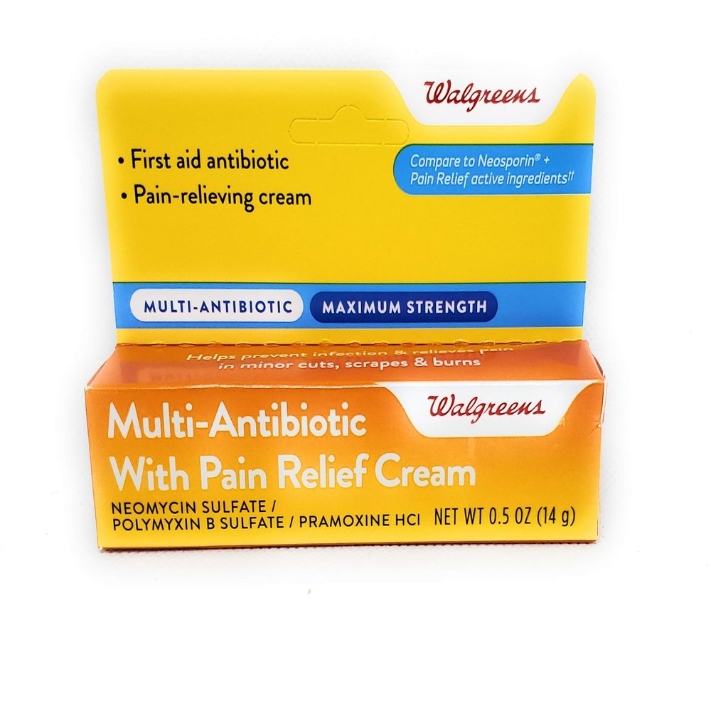 AEE Walgreens Maximum Strength Multi Antibiotic Cream with Pain Relief, 0.5oz (14g)