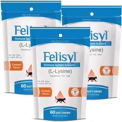 Pet Health Solutions L-Lysine Soft Chews for Cats (60 Soft Chews) Supports Immune, Respiratory, and Eye Health. Eases Sneezing, Runny Nose, and Watery Eyes. Tasty Salmon Flavor - (3 Pack)