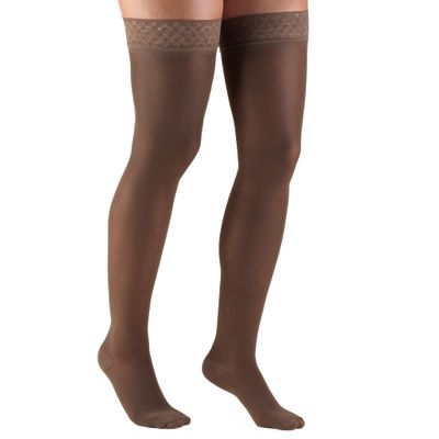 Truform Sheer Compression Stockings, 30-40 mmHg, Women's Thigh High Length, 30 Denier, Taupe, Large