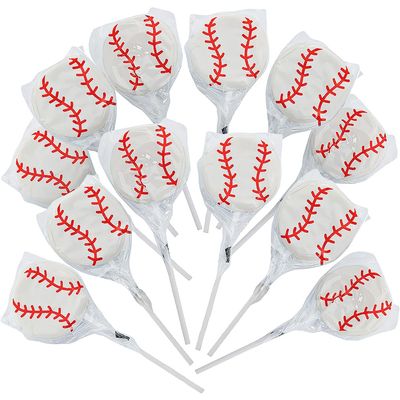 Baseball Shaped Suckers (12 individually wrapped lollipops) Sports Party Candy