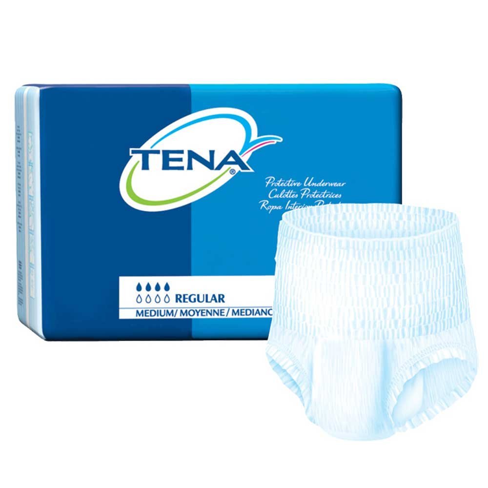 TENA Protective Underwear, Regular Absorbency Medium /34-44"/Regular/Case of 80