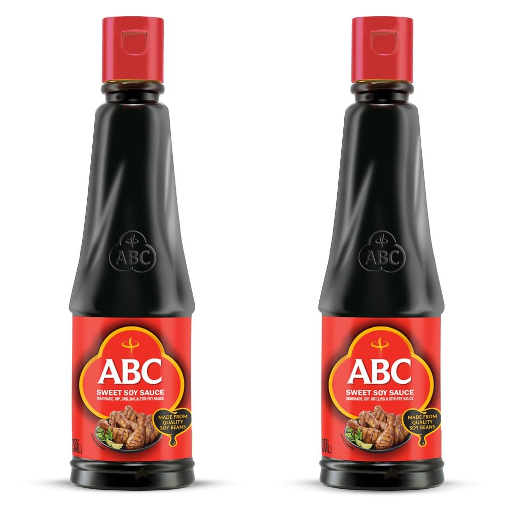 ABC Sweet Soy, Black Dark Marinade, 9.2 Oz (Pack of 2), Savory Sauce, Dip, Stir-fry, Glaze, Vegan, No MSG, Plant-based, Halal, Umami Flavor, Indonesian Kecap Manis Made with Coconut Sugar