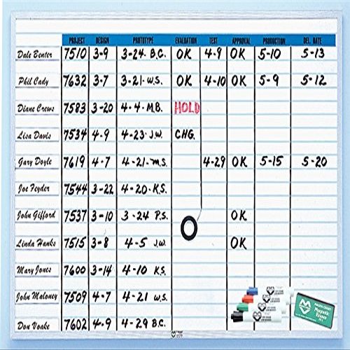 36"x48" Magnetic Porcelain Planning Board,White/Blue