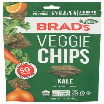 Brad's Raw Organic Gluten Free Raw Chips, Kale, 3 Ounce