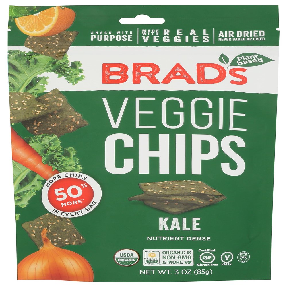 Brad's Raw Organic Gluten Free Raw Chips, Kale, 3 Ounce