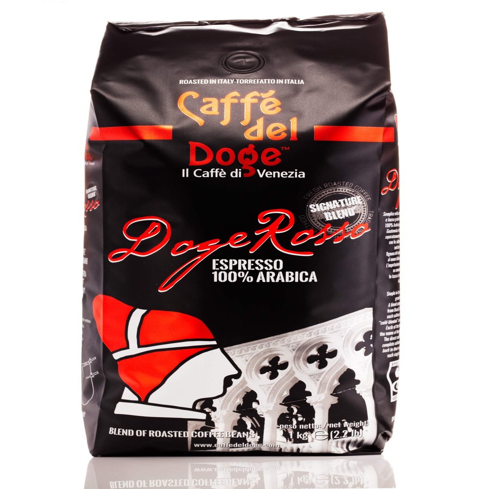 1kg Doge Rosso 100% Arabica Coffee Signature Medium Roast Italian Blend Whole Beans Bag by (Venice)