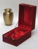 Solid Brass Urn, Cremation Urn,Stylized Leaf Design in Velvet Presentation Case view 1