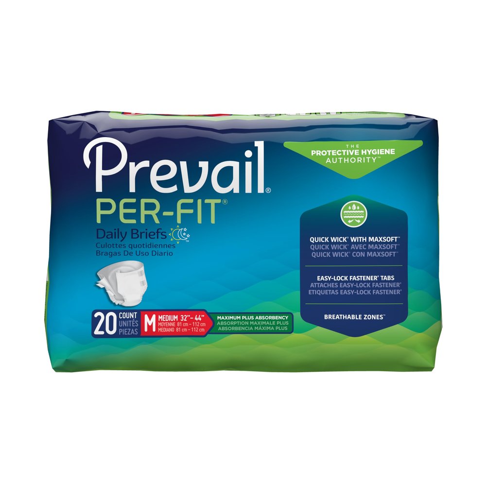 16 Pack - PF-012/1 - Prevail Per-Fit Maximum Incontinence Brief, Medium