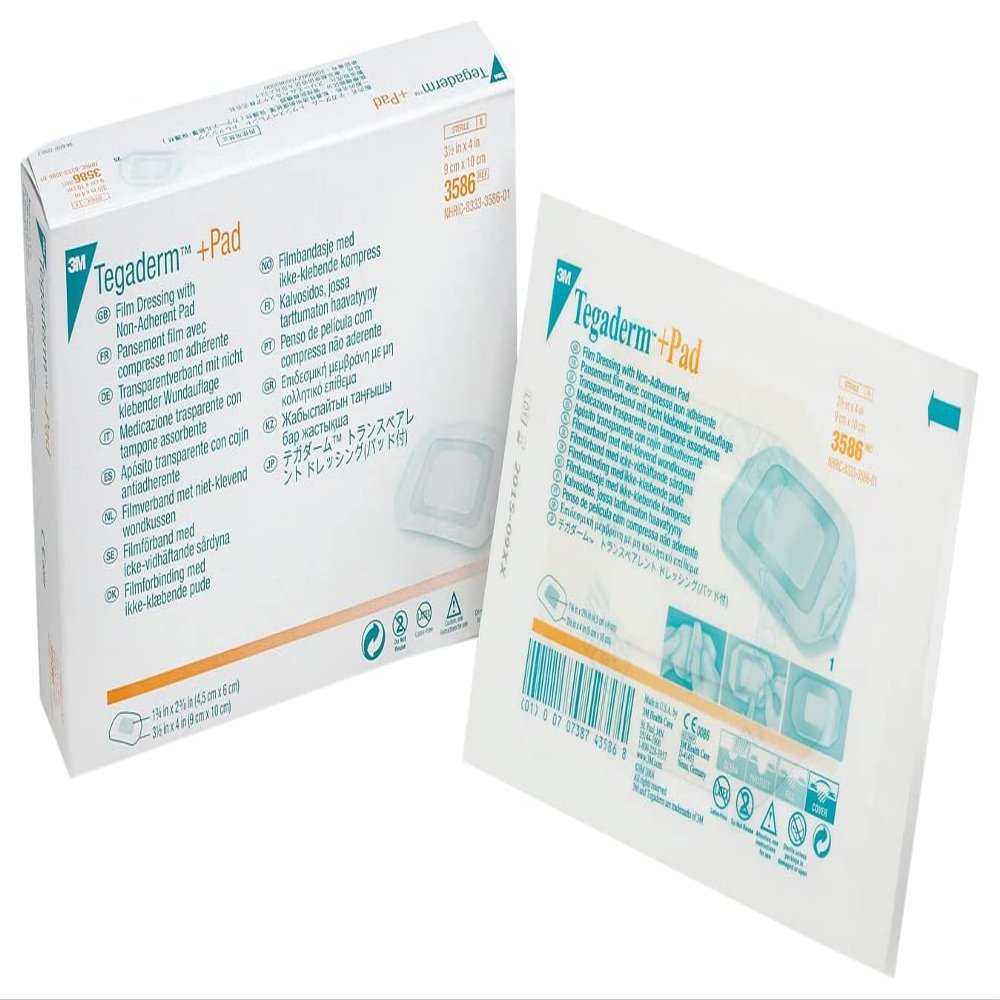 3M Tegaderm +Pad Film Dressing, 3586, 3 1/2 in x 4 in, Pad Size 1-3/4 in x 2-3/8 in, 25 Each/Carton, 4 Carton/Case