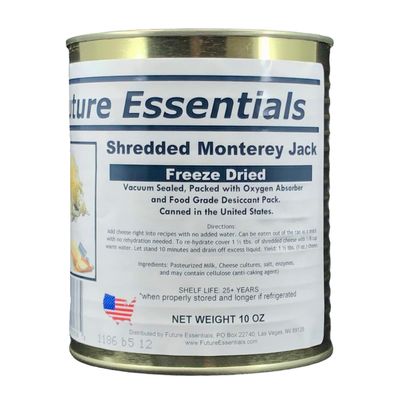 Future Essentials Freeze Dried Shredded Monterey Jack Cheese  Real Dairy Shredded Cheese  Long Shelf Life Emergency Food  Easy to Use in Recipes & Made in the USA  10 oz #2.5 Can