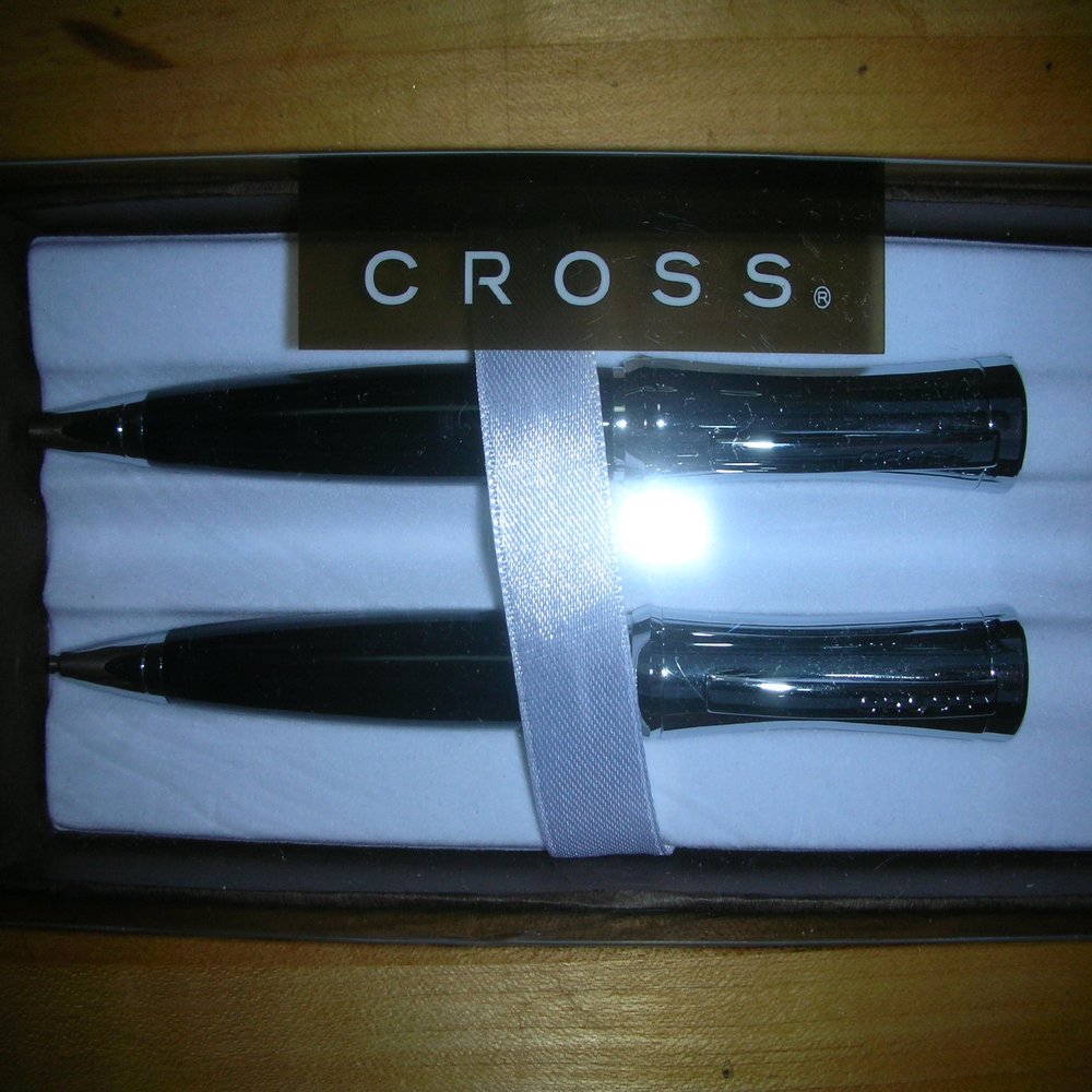 Cross Parasol Tuxedo Black and Chrome Ball-point Pen & 0.9mm Pencil Set AT0181CP-2