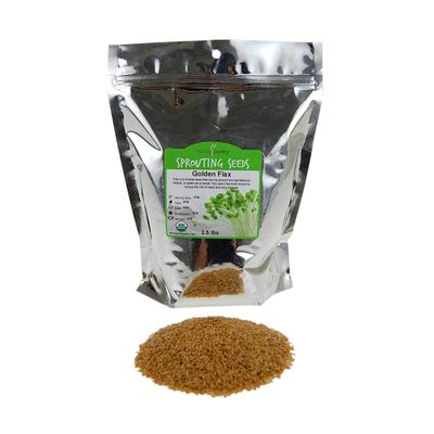 Organic Golden Flax Seeds - 2.5 Lbs Resealable Bag - Handy Pantry Brand - Yellow / Gold Flaxseeds - Flax Seed for Sprouting, Grinding, Omega Oils, Baking