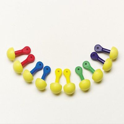 3M Multiple Use E-A-R Express Pod Plugs Foam Uncorded Earplugs With Assorted Color Paddle-Style Grips (1 Pair Per Pillow Pack, 100 Pair Per Box)