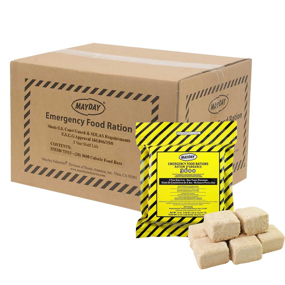 Mayday Food Bars Emergency 3600 Calorie Food Bars (20 per case) weight 39 lbs
