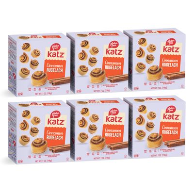 Katz Gluten Free Cinnamon Rugelach Mini Glazed Cinnamon Buns | Gluten Free, Dairy Free, Soy Free, Nut Free | Kosher (6 Pack of 8 Rugelach, 7 Ounce)