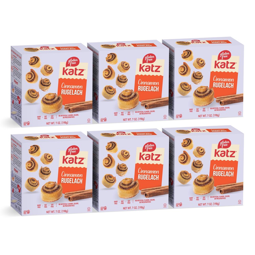 Katz Gluten Free Cinnamon Rugelach Mini Glazed Cinnamon Buns | Gluten Free, Dairy Free, Soy Free, Nut Free | Kosher (6 Pack of 8 Rugelach, 7 Ounce)