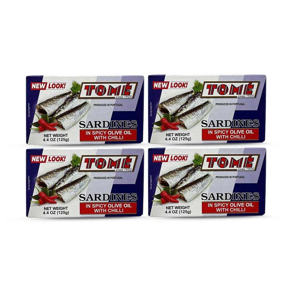 4 Packs Tome Sardines (In Spicy Olive Oil w/ Chili) 125g Ea
