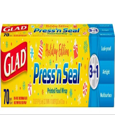 Glad Press'n Seal Printed Food Wrap, Holiday Edition, 70 Sq Ft