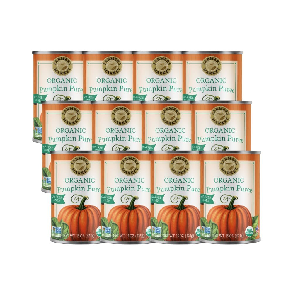 Farmer's Market Foods Canned Organic Pumpkin Puree, 15 Ounce (Pack of 12)