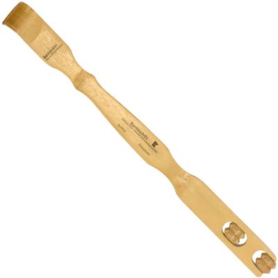 BambooMN 4 Pieces 17 Inch Bamboo Backscratcher Knobby Massage Roller Handle Plus Free Travel Size Back Scratcher for Itching Relief, 100% Bamboo