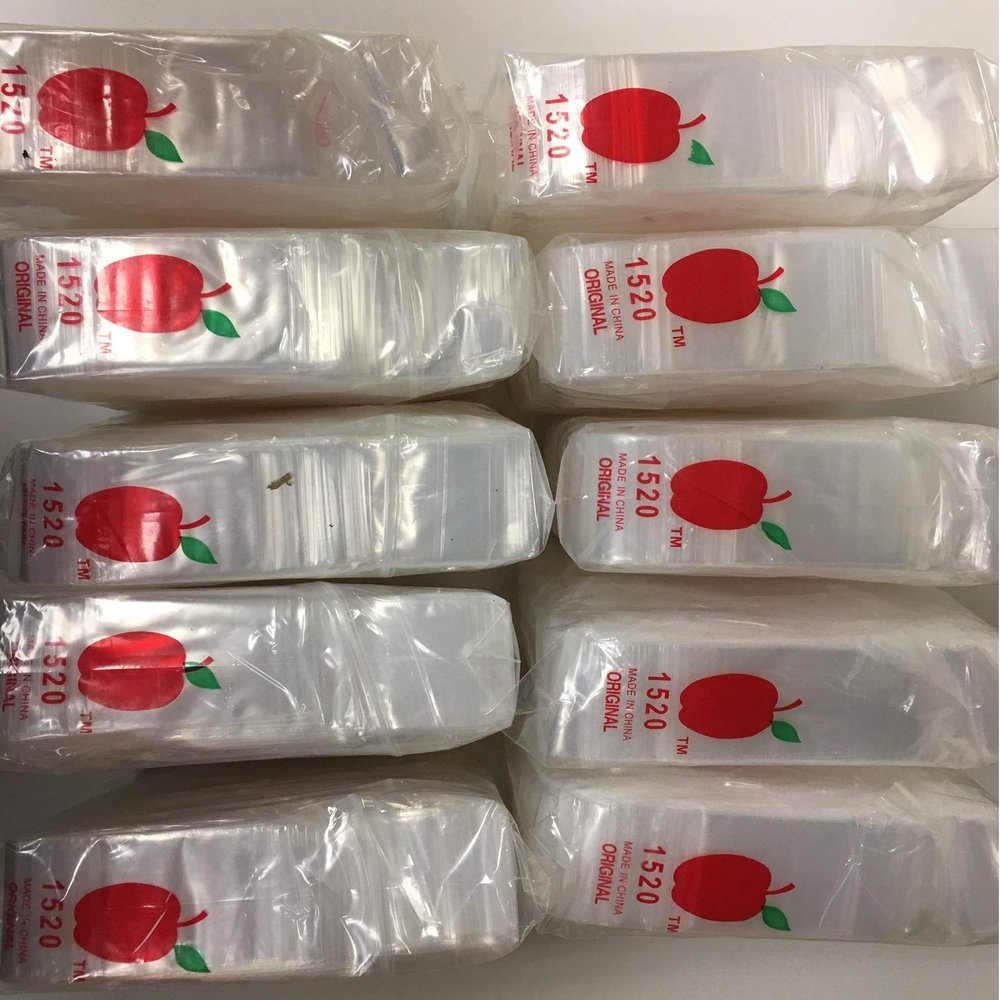 10000 Apple Brand 1520 1.5x2.0 2mil Clear Resealable Bags 10,000 Baggies 1.5"x2.0"
