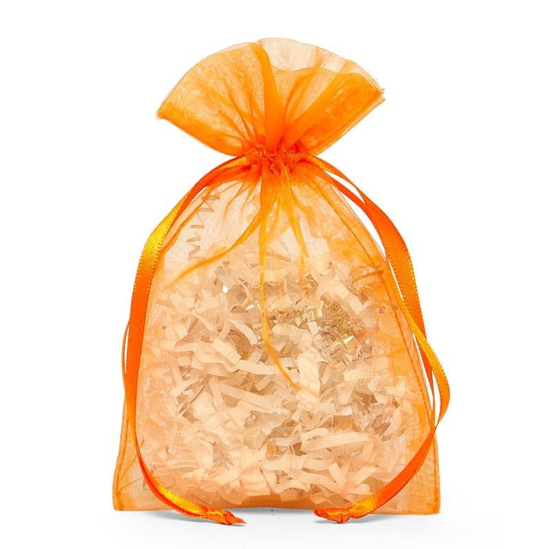 Pumpkin Organza Favor Bags 4" X 6" | Quantity: 30