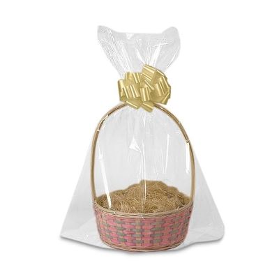 Paper Mart Gift Basket Wrapping Plastic Bags, Large 24 x 30 Inch Basket Bags with Rounded Bottom, Bulk Pack of 100 for Gifts, Easter, and Wrapping