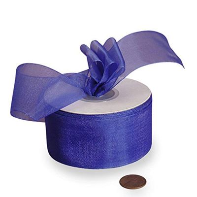 5/8" X 25 Yards Royal Blue Blue Shimmer Sheer Organza Ribbon