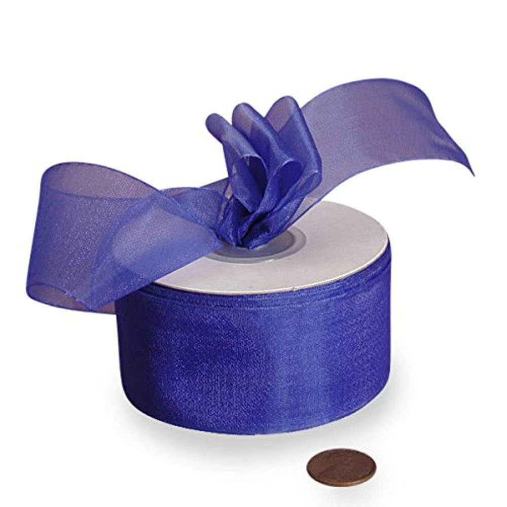 5/8" X 25 Yards Royal Blue Blue Shimmer Sheer Organza Ribbon
