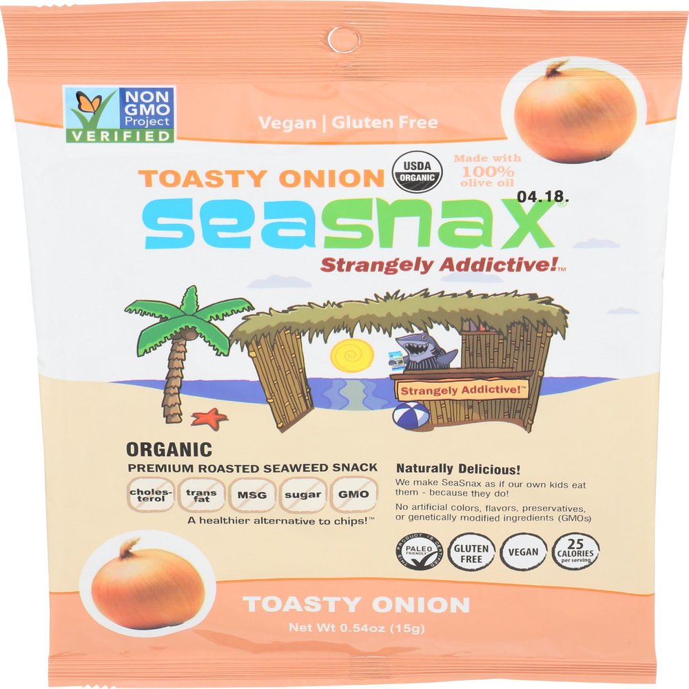 SeaSnax Roasted Seaweed Snack, Toasty Onion, 5 Sheets