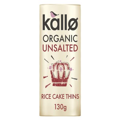 Kallo Fairtrade Organic Thin Slice Rice Cakes - Unsalted (130g) - Pack of 6