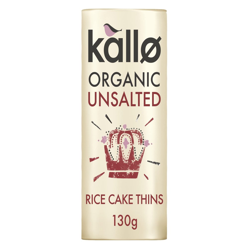 Kallo Fairtrade Organic Thin Slice Rice Cakes - Unsalted (130g) - Pack of 6