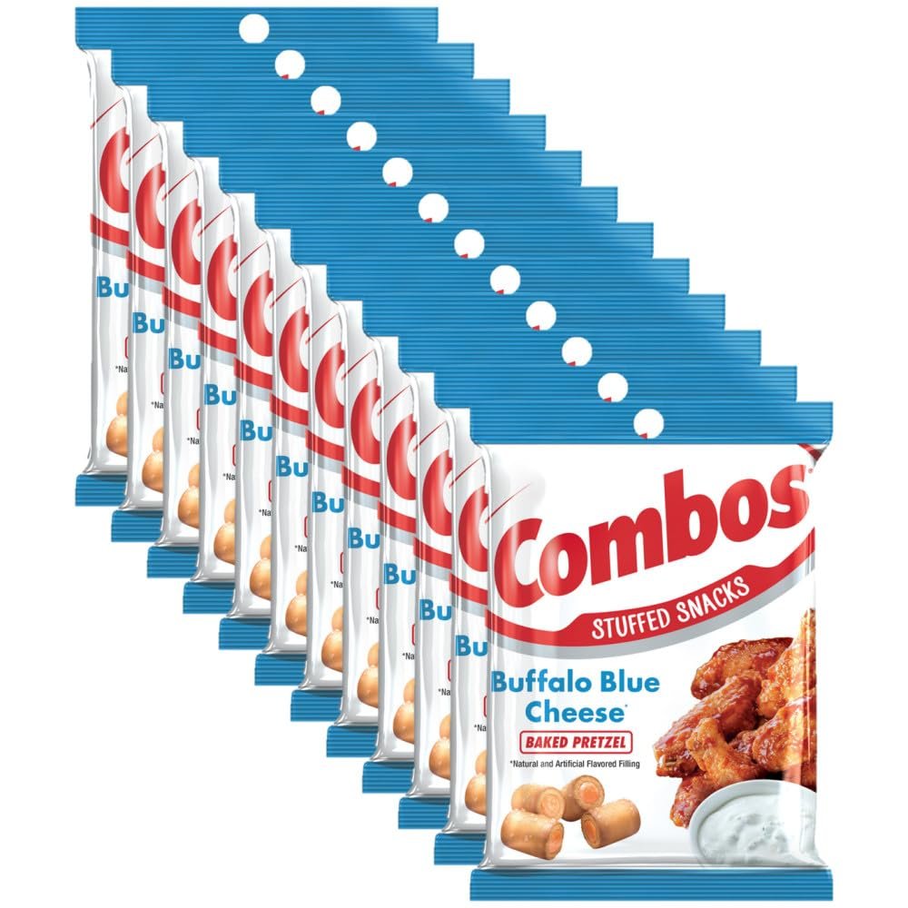 COMBOS Cheese Snacks - Buffalo Blue Cheese and Crackers Snack Packs, Baked Cracker Snack, 6.3-Ounce Bulk Bag (Pack of 12)