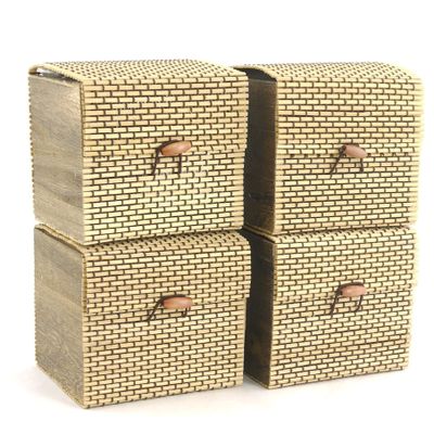 BambooMN Granulated Bamboo Charcoal Odor Absorber Bag in Decorative 4" Brown Box, 4 Sets