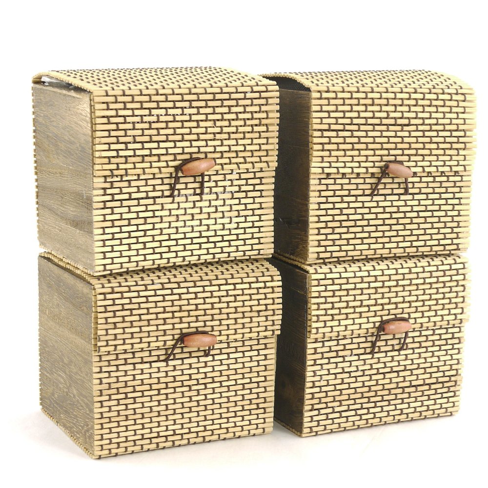 BambooMN Granulated Bamboo Charcoal Odor Absorber Bag in Decorative 4" Brown Box, 4 Sets