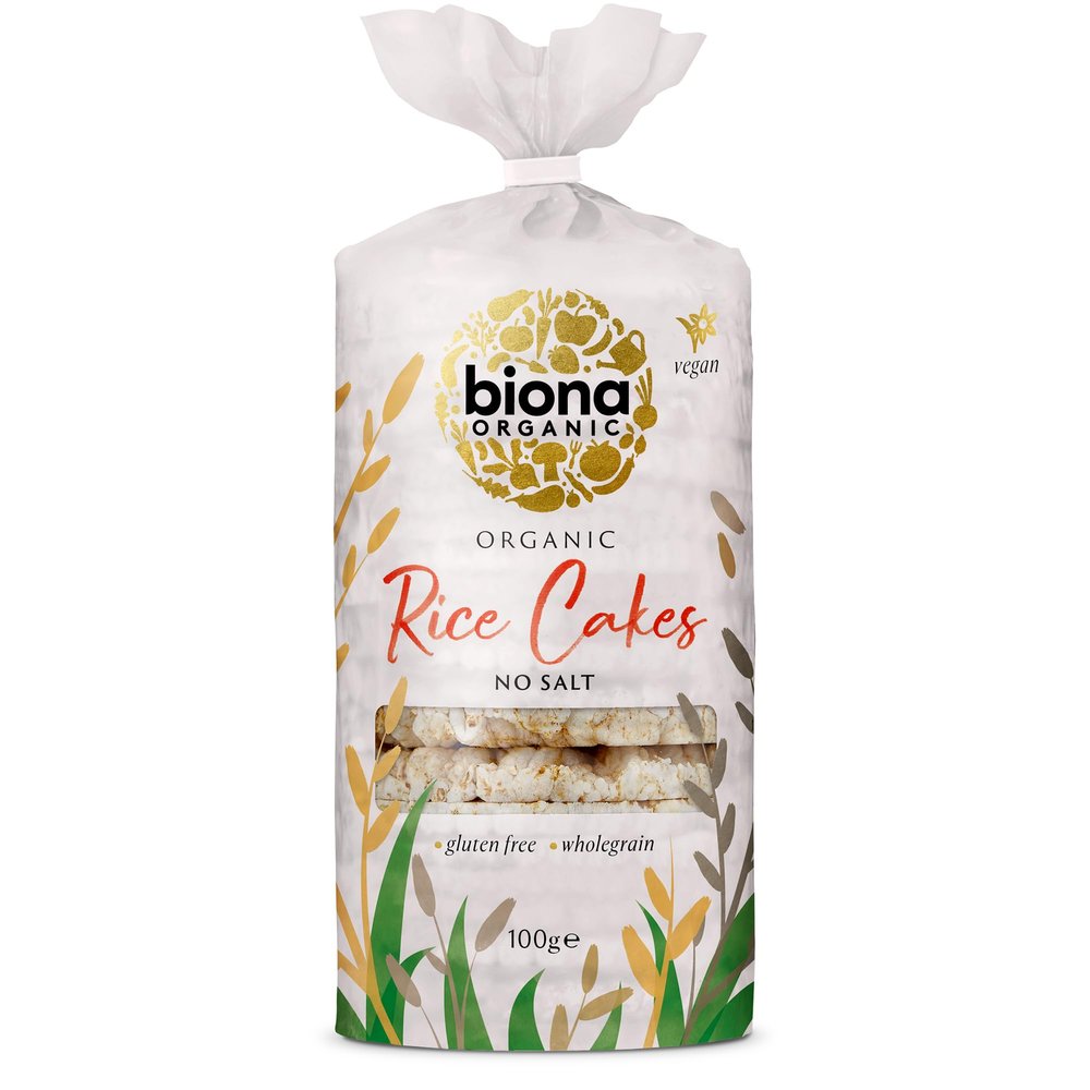 Biona Organic Unsalted Rice Cakes 100 g (Pack of 12)