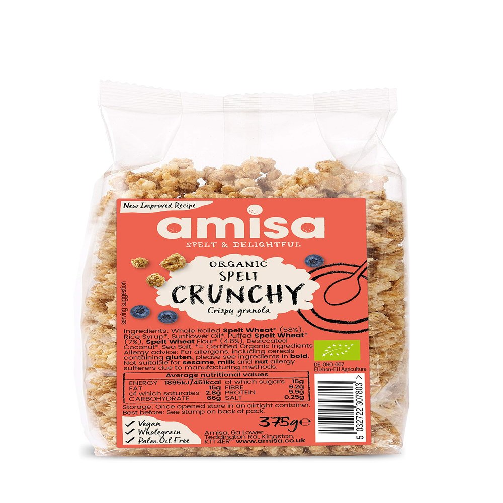 Amisa Organic Spelt Crunchy 375 g (Pack of 4)
