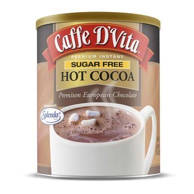 Caffe D'Vita Sugar Free Hot Cocoa Mix - Sugar Free Hot Chocolate Mix, Gluten Free, Low Fat, No Cholesterol, No Hydrogenated Oils, No Trans Fat, Kosher, Hot Cocoa Mix Bulk - 10 Oz Can
