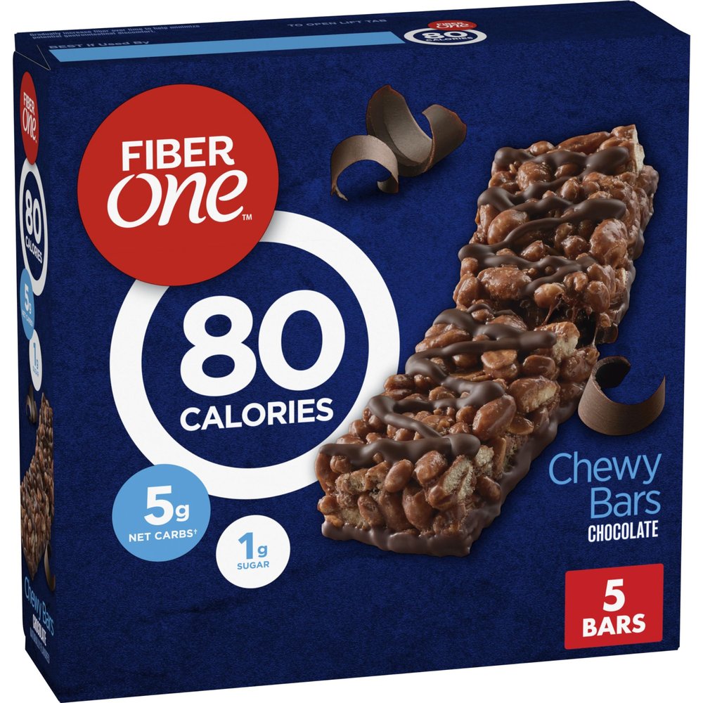 Fiber One 80 Calorie Chewy Bars, Chocolate, Snack Bars, 5 Ct, 4.1 oz
