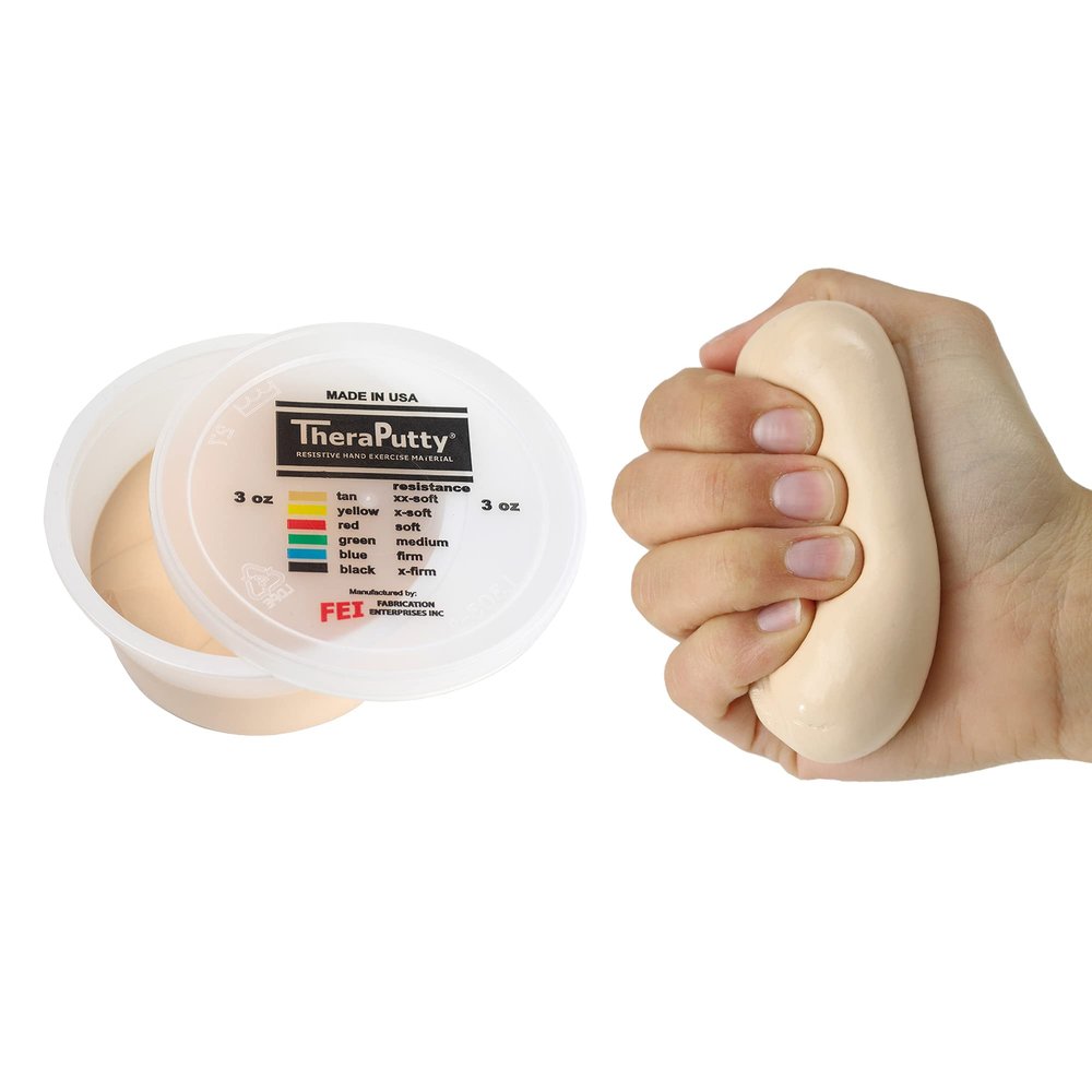 CanDo Theraputty Plus Hand Exercise Putty for Rehabilitation, Exercises, Hand Therapy, Hand Strengthening, Stress Relief - Tan 3 oz XX-Soft