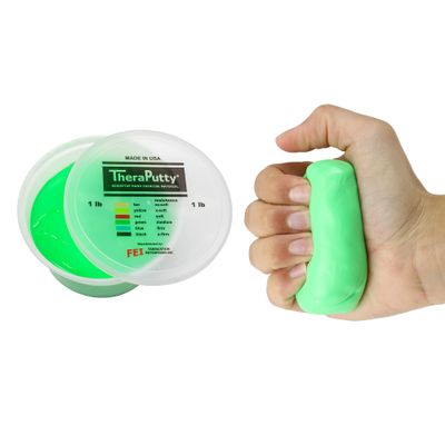 CanDo Theraputty Plus Hand Exercise Putty for Rehabilitation, Exercises, Hand Therapy, Stress Relief - 1 lb, Green, Medium Resistance
