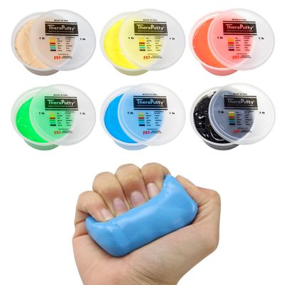CanDo Theraputty Plus Hand Exercise Putty for Rehabilitation, Exercises, Hand Thearpy, Occupational Therapy, Hand Strengthening, Improve Motor Skills, Stress Relief 1-Pound 6-Piece Set